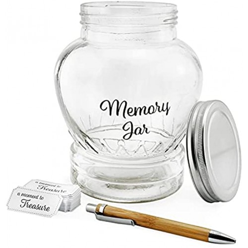 Darware Clear Glass Memory Jar Family Keepsake Gift with 200 Write-On Tickets Sharing Time “Count Your Blessings” Jar