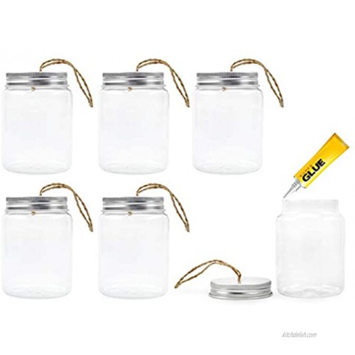 Decorae DIY Glass Jar Ornaments 6-Pack; Mini Mason Jar Style Rustic Sand Art Bottles or Party Favor Bottles