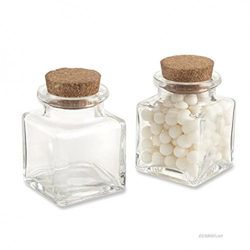 Kate Aspen Square Glass Favor Jar with Cork Stopper Petite Treat 12 Count