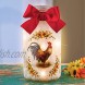 LED Lighted French Country Rooster Mason Jar Table Lamp with Red Bow & Sunflower Decoration