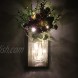 Mason Jar Wall Sconces with Fairy Lights Rustic Wall Sconces Decorative Jar with Peony and Remote Control LED Fairy Lights Farmhouse Bedroom Kitchen Wall Decor Set of 2 with Purple Peony