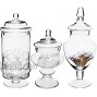 MyGift Set of 3 Deluxe Glass Apothecary Jars Decorative Bathroom Storage Home Decor and Kitchen Centerpieces