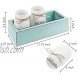 MyGift White Glass Mason Jars with Rustic String in Vintage Aqua Blue Wood Box Tray