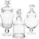 Set of 3 Seashell Handle Clear Glass Apothecary Jars Food Storage Canisters Decorative Centerpieces