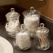 Set of 4 Small Decorative Clear Glass Apothecary Jars Wedding Centerpiece Storage Canisters with Lids