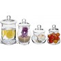 Set of 4 Small Decorative Clear Glass Apothecary Jars Wedding Centerpiece Storage Canisters with Lids