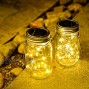 Starry Love Solar Mason Jar Lid Light Outdoor Waterproof，Warm White 2Pack,30 LED String Fairy Star Firefly Jar Lid Lights,Including 2 Hangers Excluding Jars,for Terrace Garden Decoration