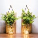 Tebery 2 Pack Mason Jar Sconces with LED Fairy Lights Rustic Wall Sconces Mason Jar Lights Vintage Wrought Iron Hooks for Home Kitchen Decoration