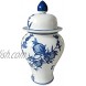 Vintage Qing YongZheng Dynasty Chinese Ceramic Temple Jar Ginger Jar Blue and White Porcelain Peach Decorative Jar for Gift and Decoration,H14.56
