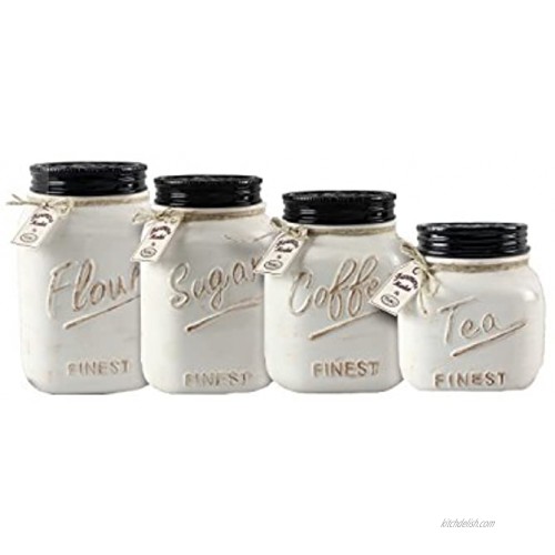 Young's 4 Piece Ceramic Country Canister Set 10.75