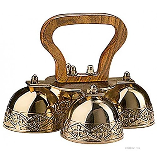 4-bell Embossed Brass Altar Bells
