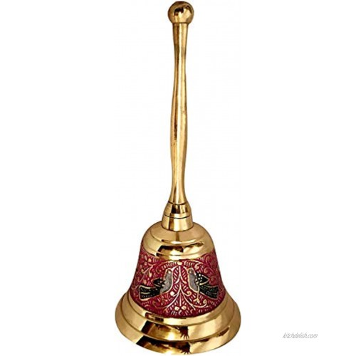 Akanksha Arts Brass Made Pooja Bell Engraved Meenakari Work 6 inch Tall