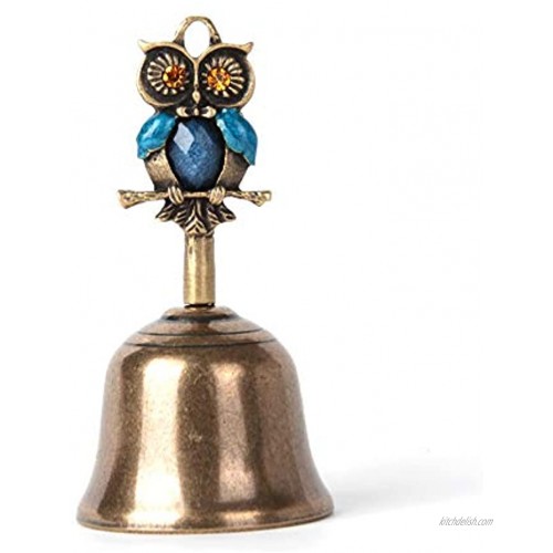 Anahbell Owl Shape Dinner Bell Service Bell Handbell Home Decoration Medium Blue