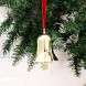 DAJAMAI Christmas Bell Ornament Engraved Merry Christmas 2020 Golden Bell Ornament for Holiday Metal Bell with Gift Box and Ribbon for Christmas Tree Decorations