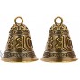 KESYOO 2Pcs Christams Sleigh Bells Ornament Gold Service Bell Tibetan Buddhist Meditation Bell Xmas Dinner Bells Antique Brass Wedding Bells