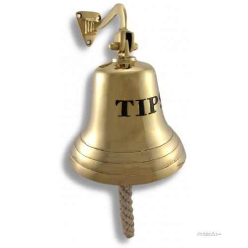 Solid Brass `Tips` Bell Wall Mounted Bartender`s Bell