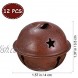 SUPVOX 12pcs Rusty Metal Bells Christmas Jingle Bells with Star Cutouts for Christmas Holiday Craft Decorations 40mm 12