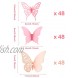 144 Pieces 3D Butterfly Wall Stickers Removable Hollow Butterfly Mural Decals DIY Decorative Wall Art Crafts for Home Wedding Decor 3 Styles Pink