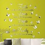 3D Acrylic Mirror Wall Decor Stickers Removable Butterfly Mirror Wall Stickers DIY Faith Makes All Things Possible for Home Office School Teen Dorm Room Mirror Wall Decoration Silver