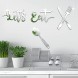 5 Pieces Let's Eat Kitchen Dining 3D Mirror Wall Stickers Fork Spoon Knife Sign Acrylic Mirror Decor DIY Home Removable Decals for Dinning Living Room Elegant Style
