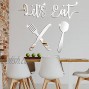 5 Pieces Let's Eat Kitchen Dining 3D Mirror Wall Stickers Fork Spoon Knife Sign Acrylic Mirror Decor DIY Home Removable Decals for Dinning Living Room Elegant Style