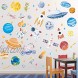 6 Sheets Space Wall Decal Planet Wall Sticker Solar System Wall Decals Galaxy Astronaut Rocket Spacecraft Alien Wall Mural for Kids Nursery Bedroom Home Decoration