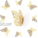 AIEX 24pcs 3D Butterfly Wall Stickers 3 Sizes Butterfly Wall Decals Room Golden