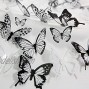 Aulynp 72 Pcs 3D Butterfly Wall Decor Stickers Black White Removable Butterfly Wall Decals Window Furniture Party Birthday Wedding Decoration for Bedroom Living Room Decors with Sticky Dots