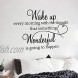 AWSN Wake up Every Morning with The Thought That Something Wonderful is Going to Happen Vinyl Wall Decals Sayings Art Lettering Wall Stickers for Bedroom Living Room Inspirational Wall Decals
