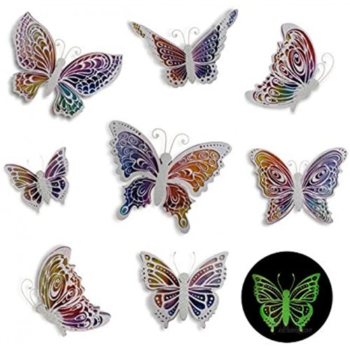 Butterfly Wall Decals Stickers 3D Decor Glow in the Dark After Exposure To Light 8 Easy To Stick Removable Wall Decorations Malkan Signs