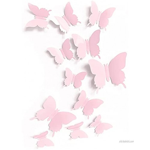 Cute Pink Butterfly Wall Decor 24 pcs Girls Room Wall Decals Aesthetic Butterflies Stickers for Nursery Decorations Baby Toddler Room Decor for Girls