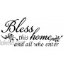 Decaltor Bless This Home and All who Enter Vinyl Wall Decal Entryway Living Room Décor Art Letters Quotes Stencil