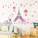 Decor MI Romance Eiffel Tower Paris Tower Butterfly Balloon Wall Decal Stickers Waterproof Removable Background Wall Art Wallpaper Decorations Pink Wall Decals for Girls Bedroom 39x26 inches