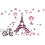 Decor MI Romance Eiffel Tower Paris Tower Butterfly Balloon Wall Decal Stickers Waterproof Removable Background Wall Art Wallpaper Decorations Pink Wall Decals for Girls Bedroom 39x26 inches