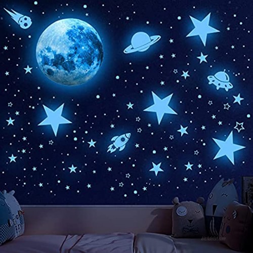 Glowing Stars for Ceiling 1008 PCS Glow in The Dark Stars,Space Wall Decals Solar System Galaxy Planets Wall Stickers for Kids Wall Decor for Gilrs Kids Bedroom Nursery Birthday Party Favor