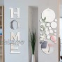 Home Sign Letters Acrylic Mirror Wall Stickers Solid Circle Wall Stickers 3D Mirror Wall Decals DIY Removable Mirror Wall Stickers for Home Living Room Decoration Silver