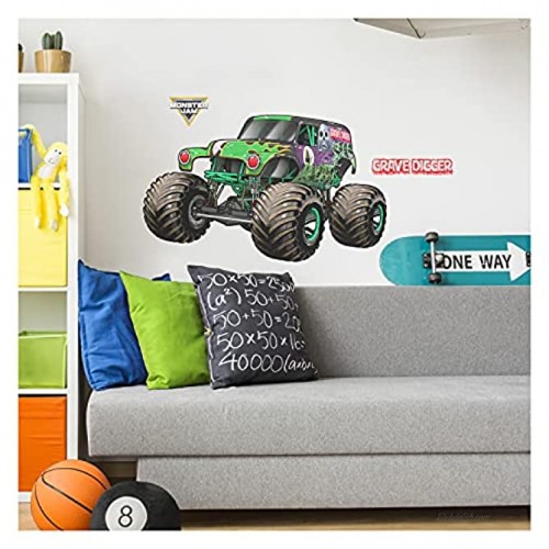 Monster Jam Grave Digger Wall Decal Monster Jam Wall Decals with 3D Augmented Reality Interaction 17 Tall x 28 Wide Monster Jam Grave Digger Monster Truck Wall Decals