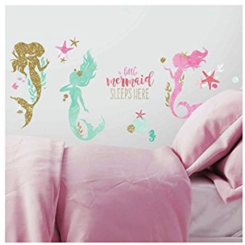 RoomMates Mermaid Peel and Stick Wall Decals With Glitter RMK3562SCS Multicolor