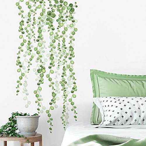 RoomMates RMK3903SCS String of Pearls Vine Peel and Stick Wall Decals 2 Sheets at 9 Inches x 36.5 Inches Green White