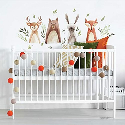 RoomMates RMK4020SCS Watercolor Woodland Critters Peel And Stick Wall Decals,brown gray green orange tan