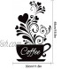 SITAKE “Coffee Cup + Flower” Wall Decor Sticker Black Coffee Decor for Coffee Bar and Coffee Station Removable Kitchen Signs for Kitchen Decorations Wall 11.8 x 18.9 Inch