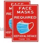 Uflashmi Face Mask Required Sign Sticker Decal for Businesses Windows House Red and White