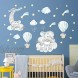 Yovkky Blue Watercolor Baby Boy Elephant Wall Decal Peel Stick Sweet Dream Big Little One Sticker Moon Hot Air Balloon Star Nursery Decor Home Play Room Decoration Kids Bedroom Art Party Supply Gift