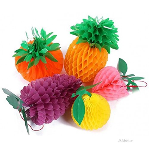 10PCS Sc0nni Waterproof Classic Designs Paper Fruit,Tissue Fruit Decorations Including Apple Pear Strawberry Pomegranate Orange with Hanging Rope.Color Random