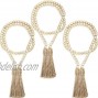 3 Pieces Wood Bead Garlands Rustic Bead Garlands Wooden Garland Beads with Tassels 3.7 Feet Farmhouse Bead Tassel Hanging Garland for Valentine's Day Wedding Home Decoration Wood Color