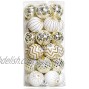 30PCS Christmas Balls Ornaments,60MM Gold&White Painted Shatterproof Festive Wedding Hanging Ornaments Christmas Tree Decoration