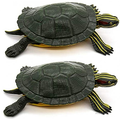 AUEAR Realistic Plastic Figurines Lifelike Animal for Education Party Favor Decoration Red-Eared Slider Tortoises Set of 2