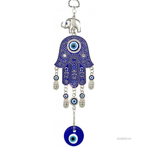 Blue Evil Eye with Hamsa Hand Protection Hanging Decoration  with Betterdecor Pouch -028