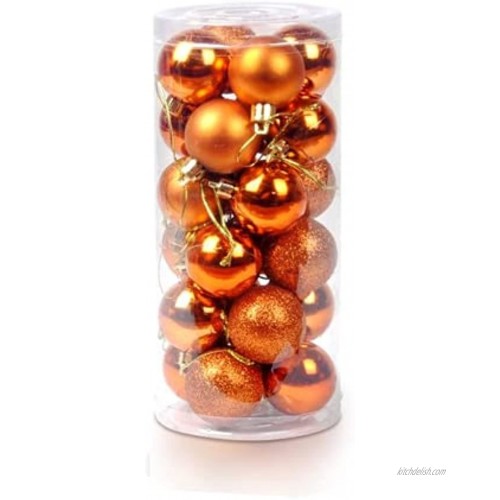 Bstgifts 24ct Christmas Ball Ornaments Shatterproof Christmas Decorations Tree Balls for Holiday Wedding Party Decoration Tree Ornaments Hooks Included Orange 1.57- 40mm