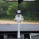 Crystal Flower Car Hanging Ornament Car Rear View Mirror Pendant Car Accessories White